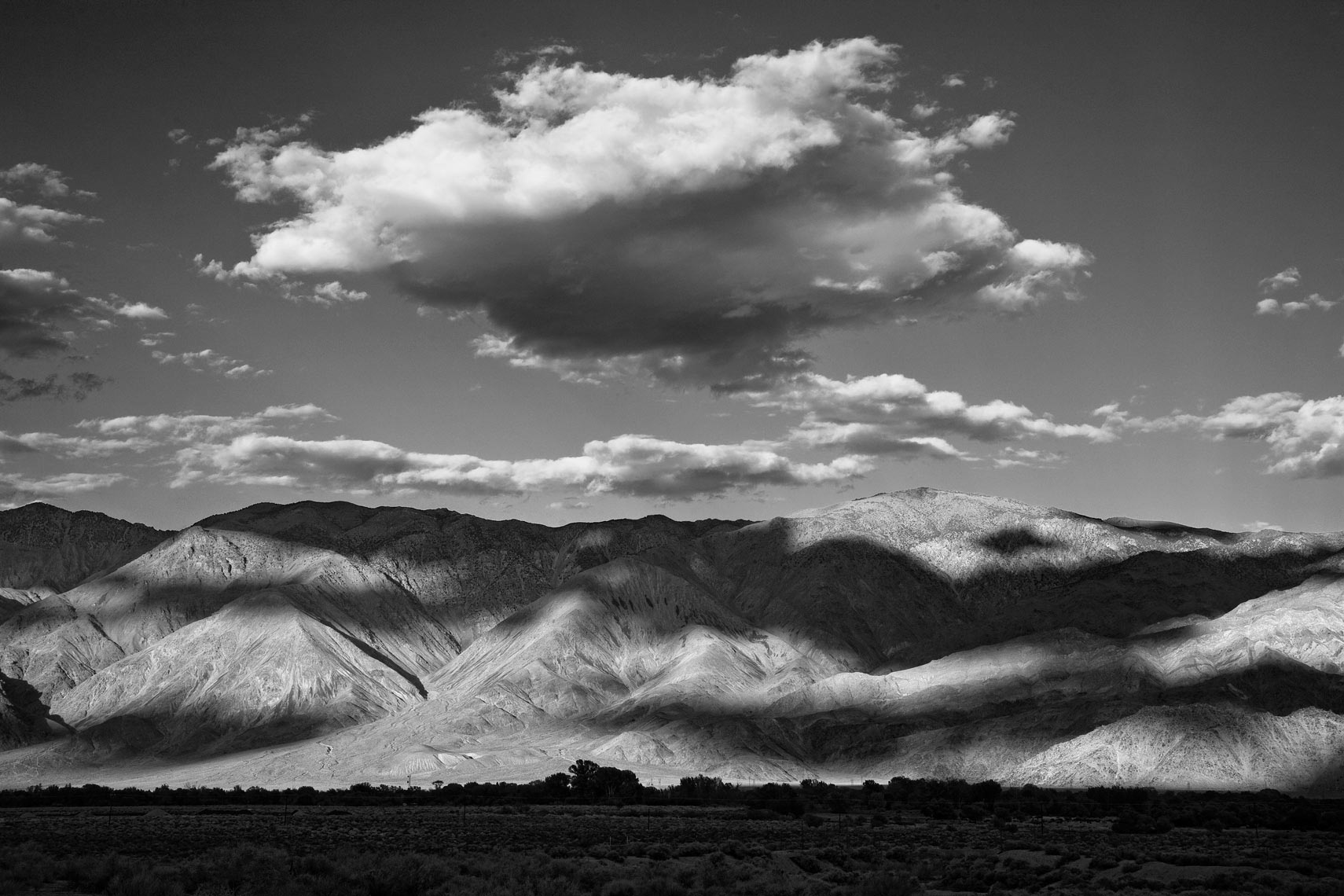 Clouds Over Lone Pine Mountains - Black & White